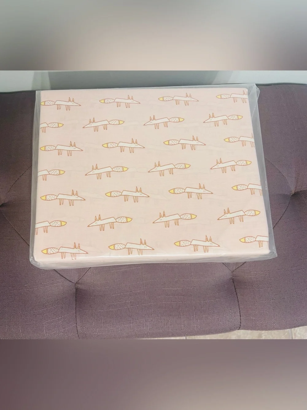 NWT Amazon Basics 100% Organic Cotton Sheet Set with Pillowcase Pale Pink Fox!